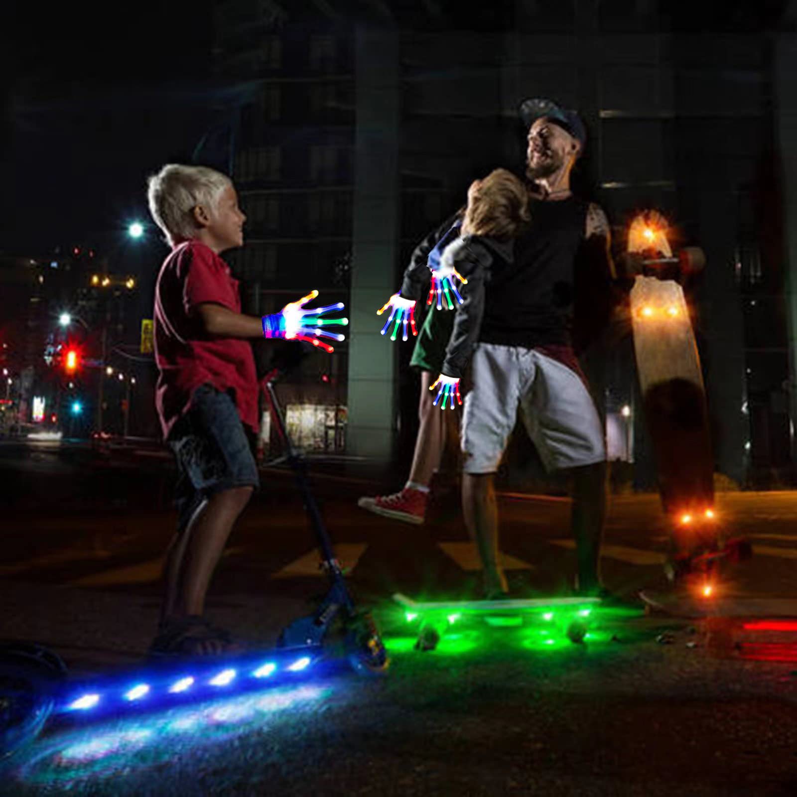 LED Glow Gloves for Kids Ages 3-8 - Light Up Party Toys for Boys & Girls - Fun Halloween, Christmas, Easter & Birthday Gifts - Small Size for Safe Play at Night Parties, Raves & Concerts
