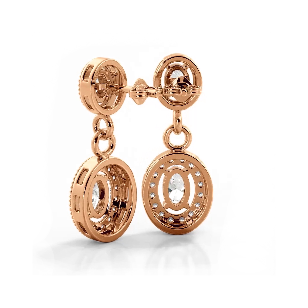 1.0 CTW Vintage Inspired Oval & Round Diamond Drop Earrings – Elegant Jewelry for Weddings, Parties & Special Occasions