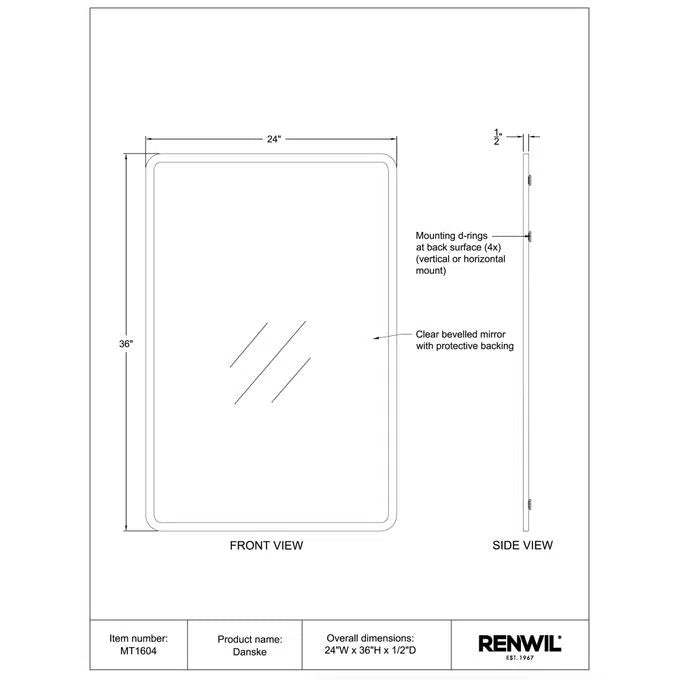 Danske Mirror - Elegant Wall Mirror for Home Decor, Living Room, Bedroom, and Bathroom | Perfect for Adding Light and Space to Any Room
