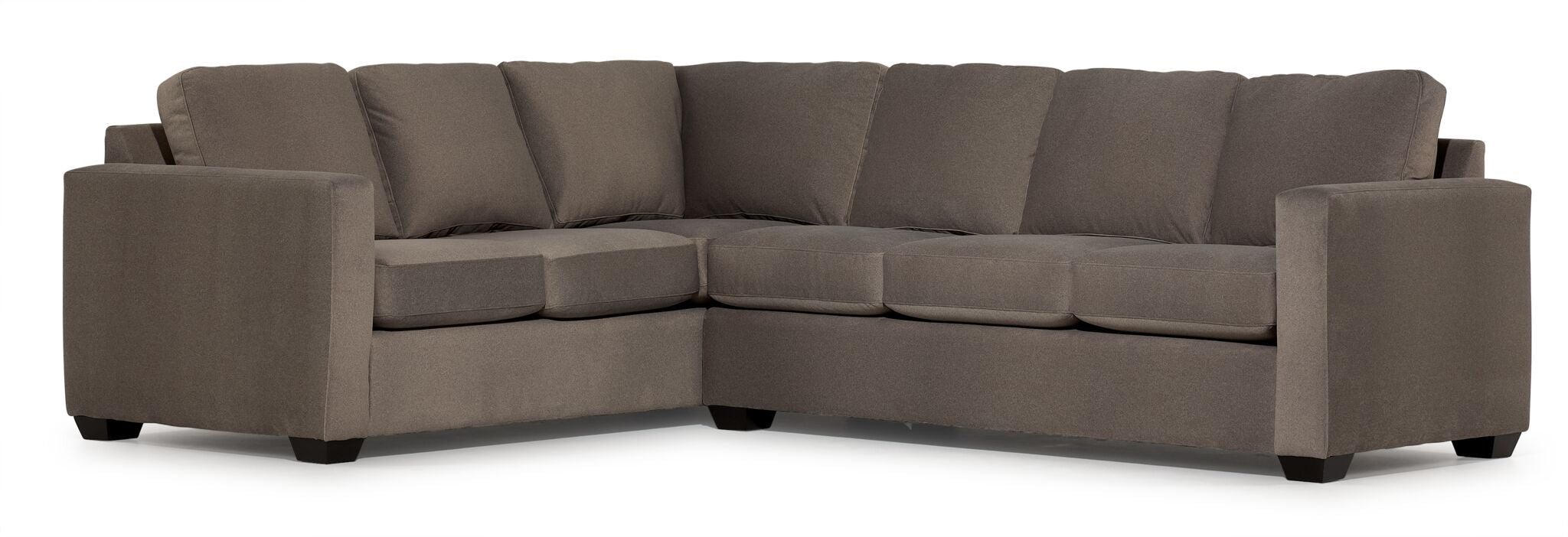 2-Piece Sectional Sofa with Right Facing Chaise - Modern Arlo Brown Fabric Living Room Couch for Small Spaces & Apartments