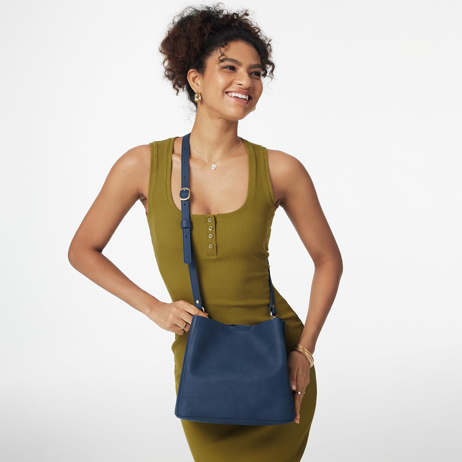 S-ZONE Genuine Full Grain Leather Crossbody Bags for Women - Stylish Shoulder Purse with Butterfly Bucket Design | Perfect for Daily Use, Travel & Fashion Accessories