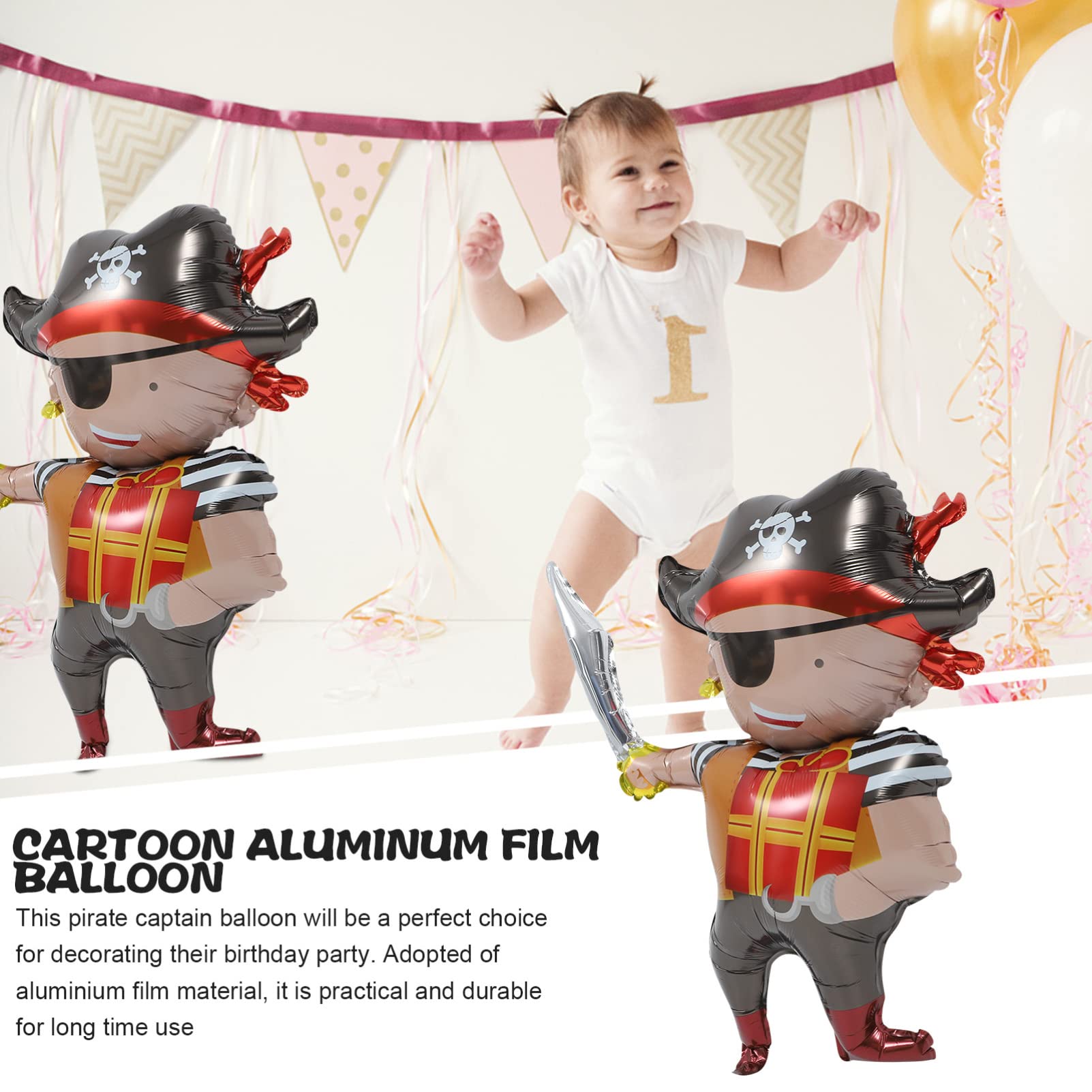 3pcs Pirate Captain Balloon Set - Aluminum Foil Balloons for Pirate Themed Birthday Party Decorations | Perfect for Boys' Birthday, Wedding, and Pirate Party Decor