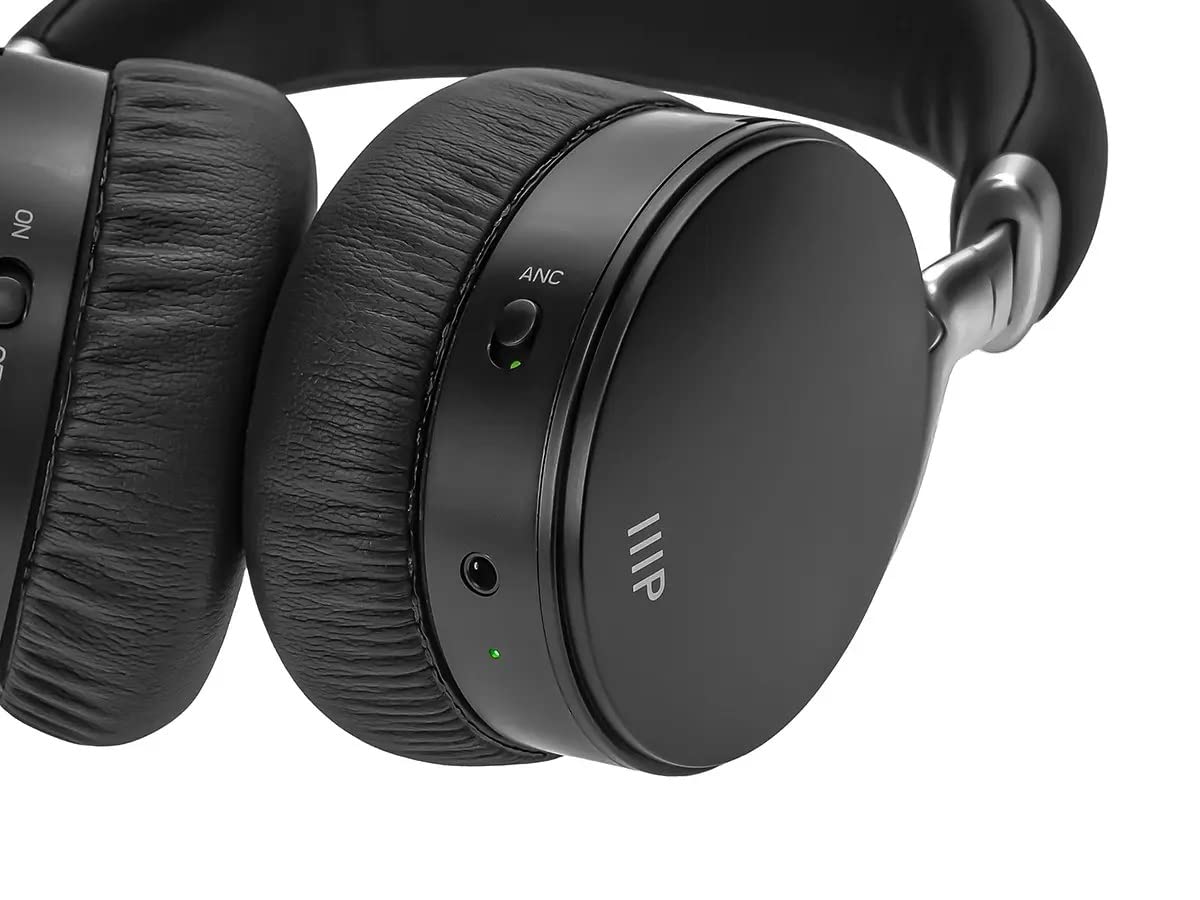 MonoPrice Bluetooth Headphones with Active Noise Cancelling - 20H Playback/Talk Time, AAC/SBC/aptX Audio - Wireless Over-Ear Headphones for Travel, Work & Gym (Black)
