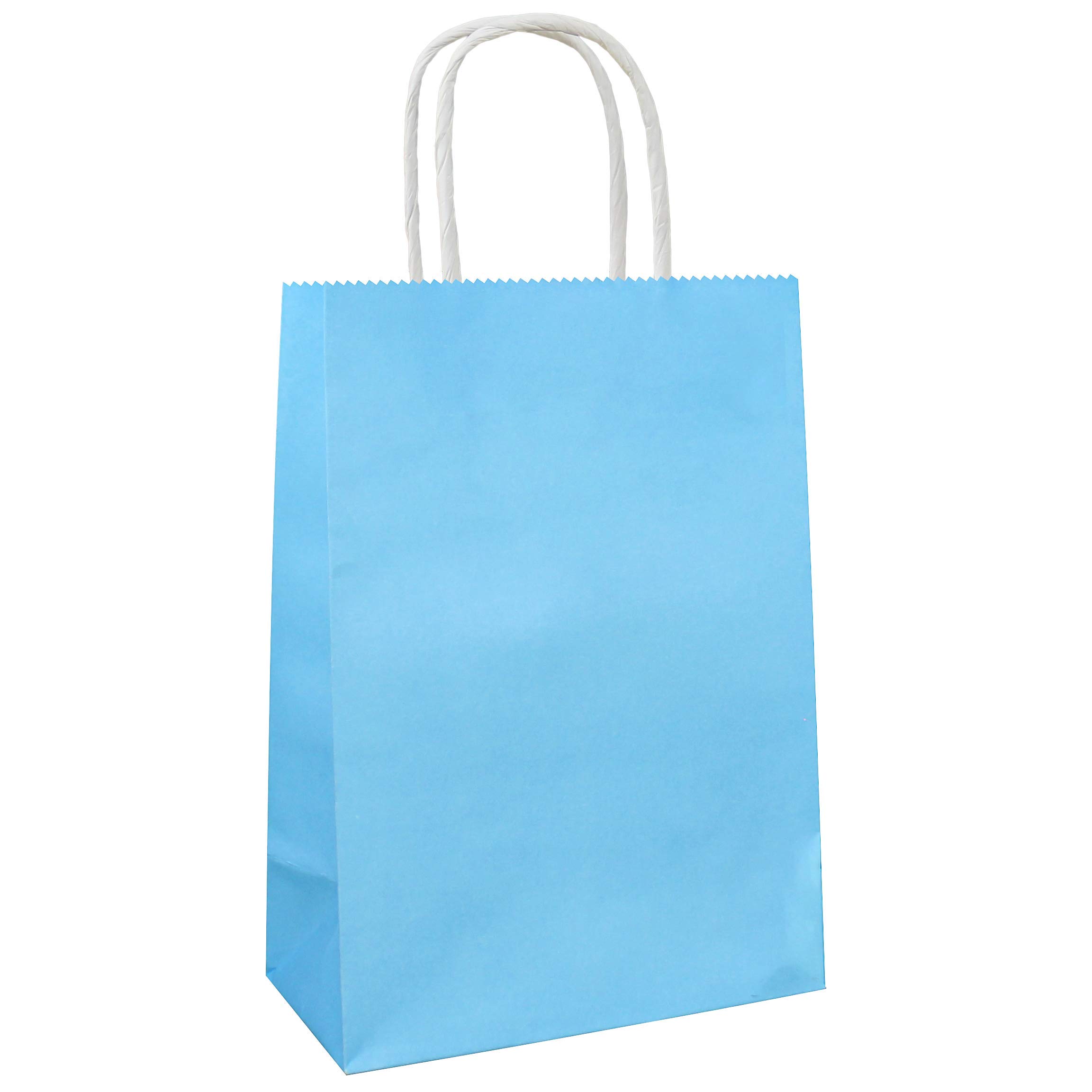 ADIDO 50-Pack Small Blue Kraft Paper Gift Bags with Handles - 8.2 x 6 x 3.1 Inches - Eco-Friendly Party Favor Bags for Weddings, Baby Showers & Birthday Celebrations