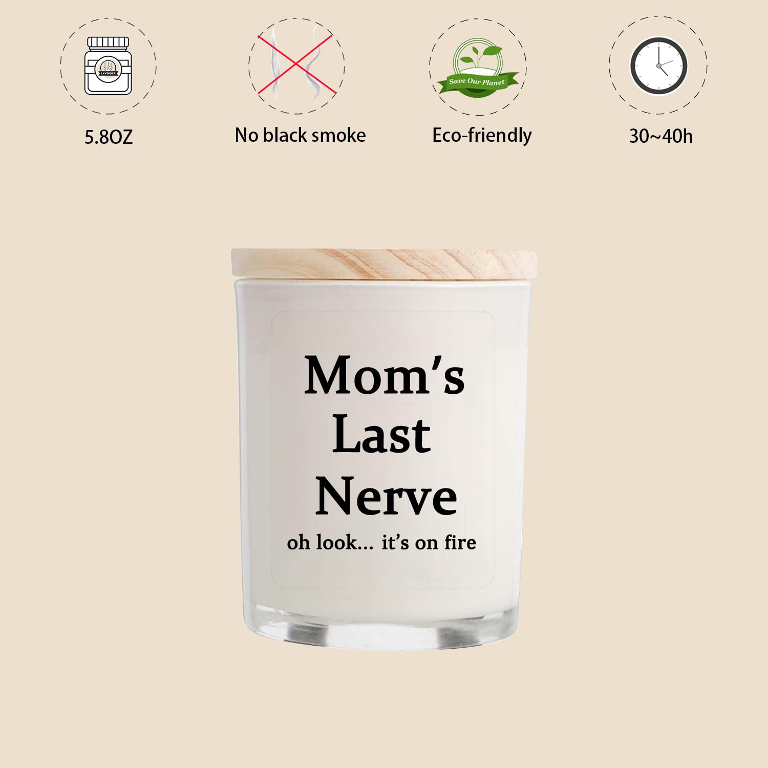 Vanilla Scented Candles (5.8oz) - Best Funny Gift for Mom from Daughter or Son - Perfect for Birthday, Mother's Day, Thanksgiving & Christmas - Relaxing Home Decor & Romantic Ambiance Candle