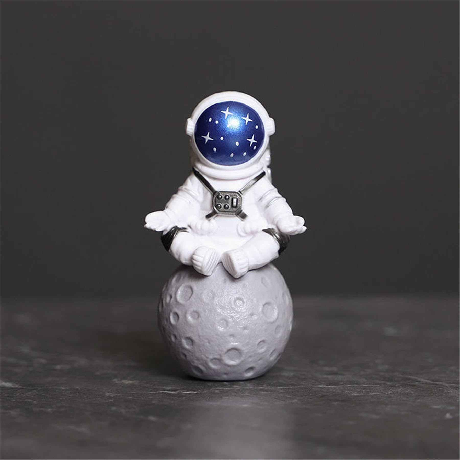 Blue and White Astronaut Figurines Set of 4 - Spaceman Sculpture Decor for Nursery, Cake Topper | Outer Space Theme Room Decor, Kids Birthday Party, Baby Shower, and Science-Themed Events