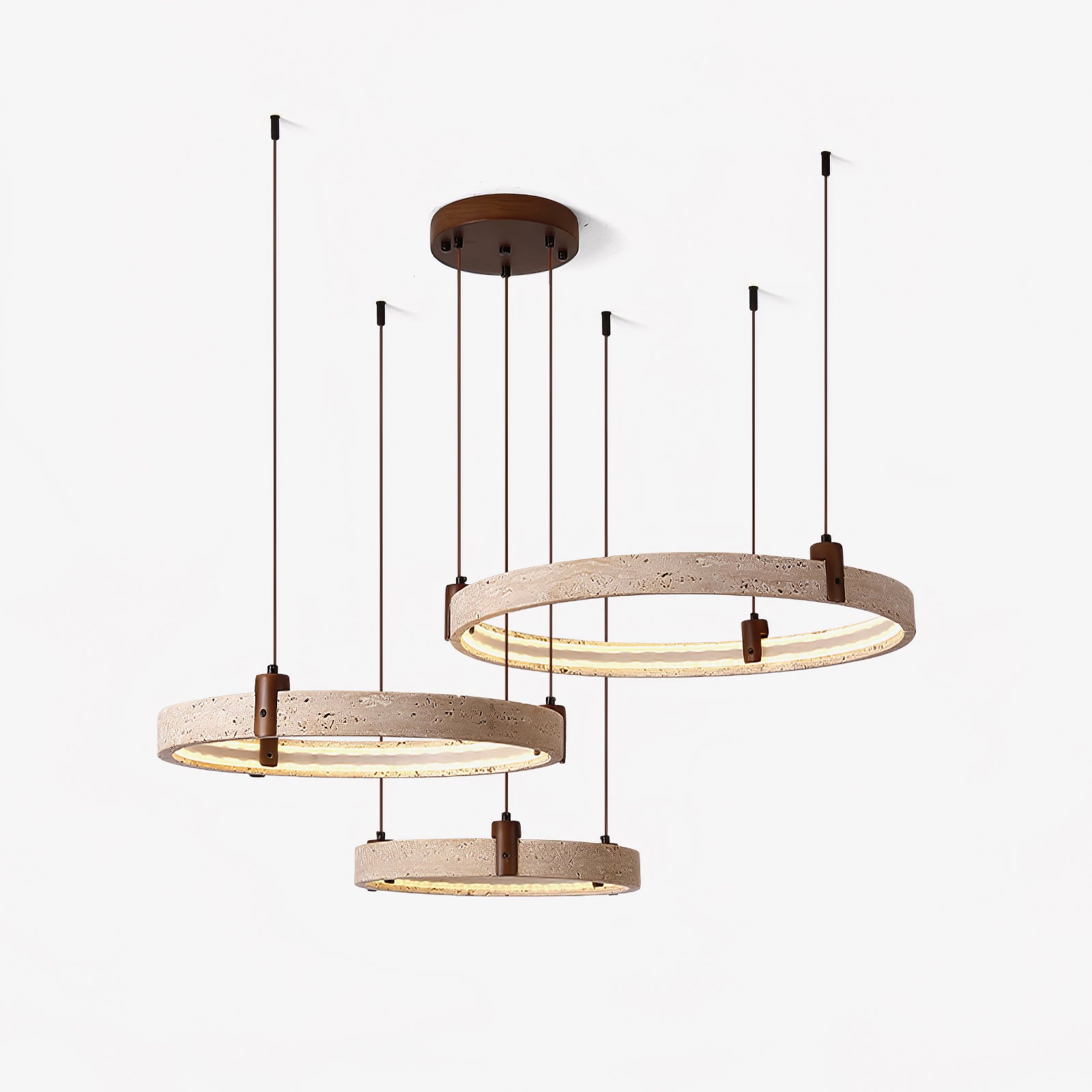 Celestial Orbit Travertine Chandelier - Modern Crystal Ceiling Light Fixture for Dining Room, Living Room & Bedroom - Elegant Home Decor Lighting for Weddings & Luxury Interiors