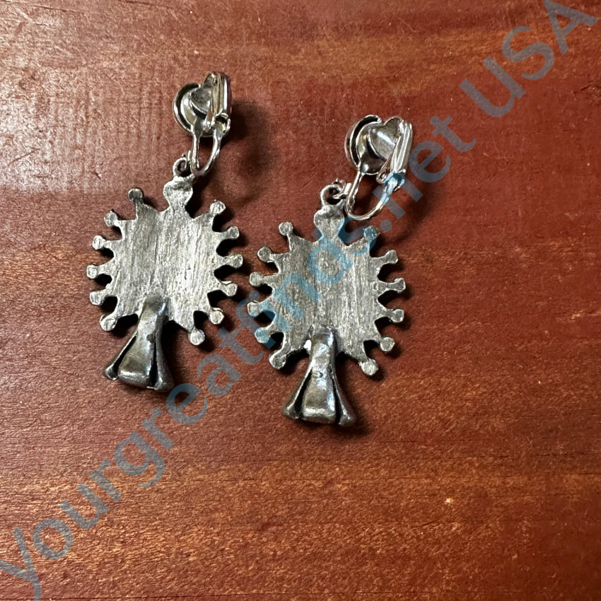 Vintage Silver Tone Snake Eye Faux Turquoise Clip-On Earrings for Women | Boho Chic Jewelry | Perfect for Costume Parties, Halloween & Retro Fashion Outfits