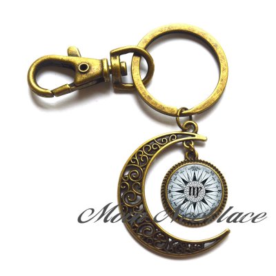The Guiding Light: A Tale of the Virgo Zodiac Moon Keychain