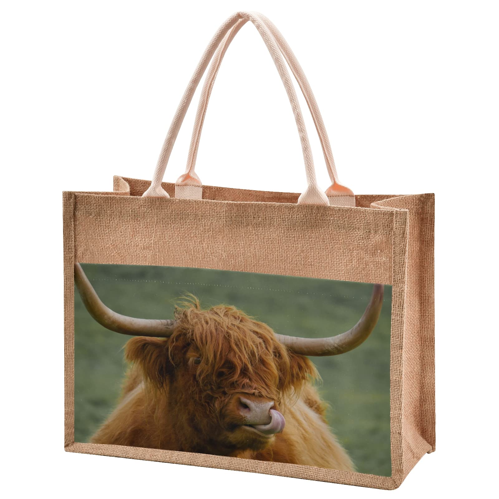 Eco-Friendly Jute Tote Bag with Zipper Closure - Large Reusable Grocery Shopping Bag, Durable Washable Canvas Shoulder Bag for Farmers Market, Beach & Everyday Use