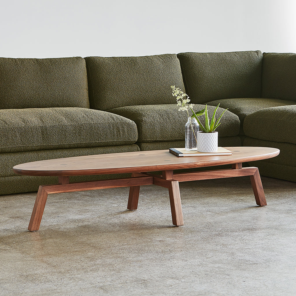 Modern Solana Oval Coffee Table - Mid-Century Wooden Living Room Center Table for Small Spaces - Perfect for Apartments, Lounges & Cozy Home Decor