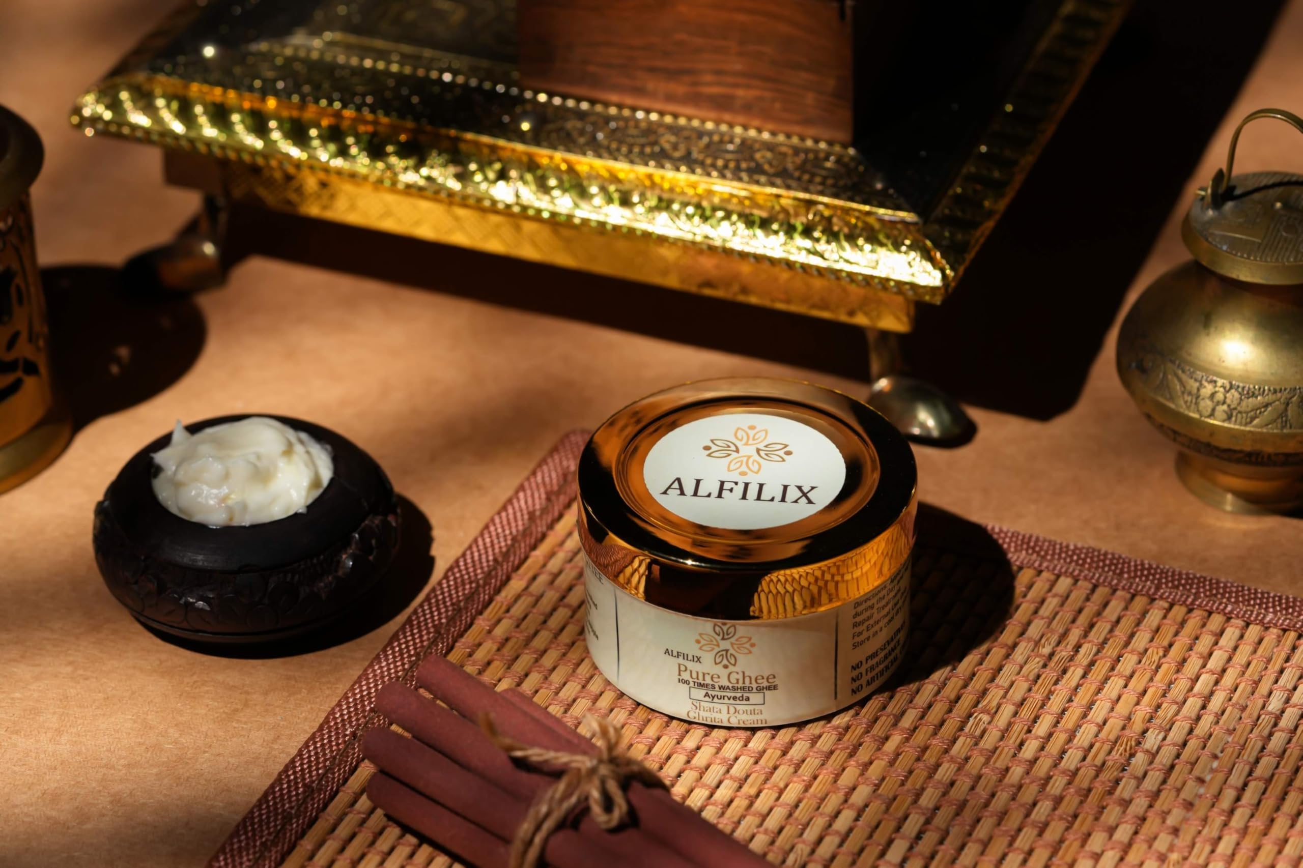 Shata Dhauta Ghrita - 100x Washed Ayurvedic Ghee Moisturizer | Organic Night Cream for Dry Skin, Wrinkles & Anti-Aging | Natural Face Cream for Deep Hydration, Skin Repair & Glow (5.25oz, Vanilla Scented) | Perfect for Nighttime Skincare Routine & Dry Skin Treatment