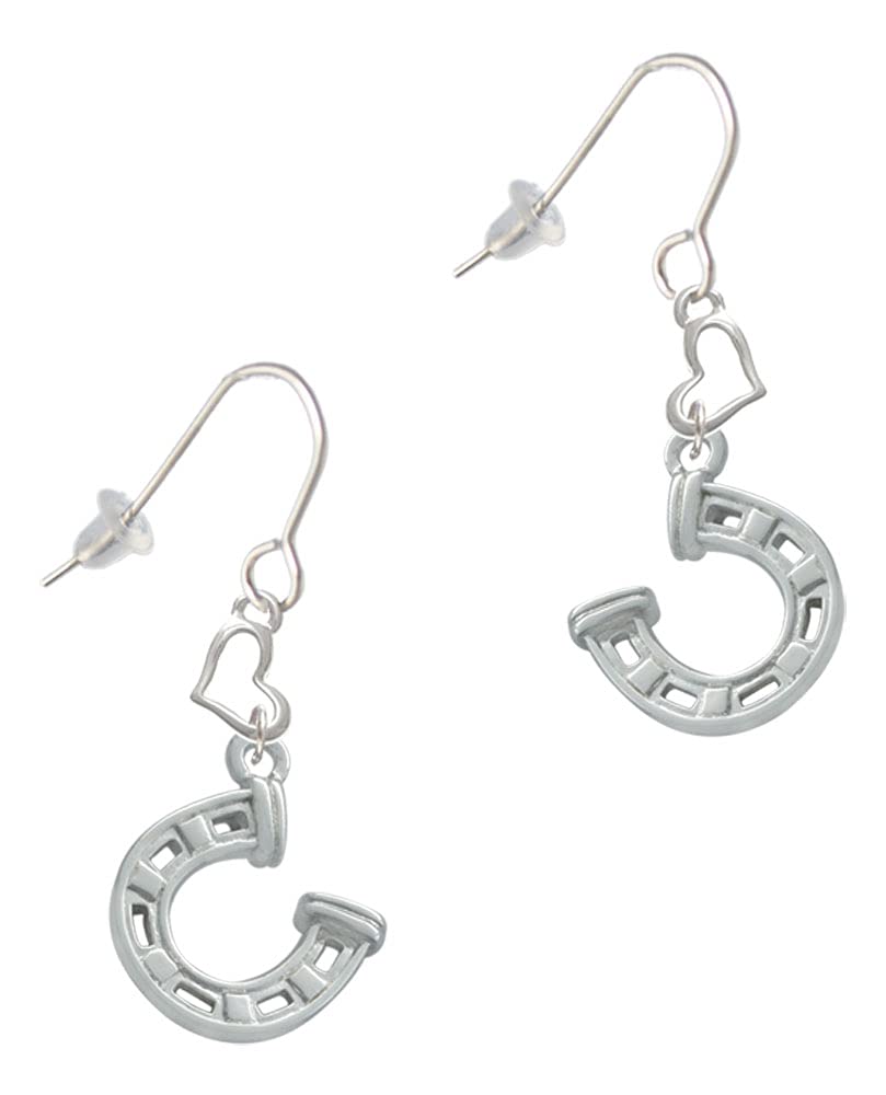 Delicate Horseshoe with Side Loop & Small Heart French Earrings - Elegant Jewelry for Women | Perfect for Parties, Weddings & Everyday Wear