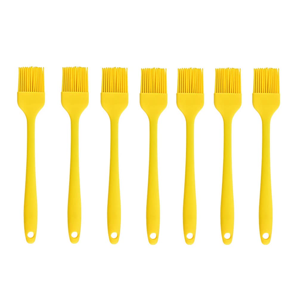 7-Piece Yellow Silicone Basting Brush Set for BBQ, Grilling, Baking & Pastry - Heat-Resistant Oil, Honey & Sauce Brush for Cooking, Kitchen & Outdoor Use