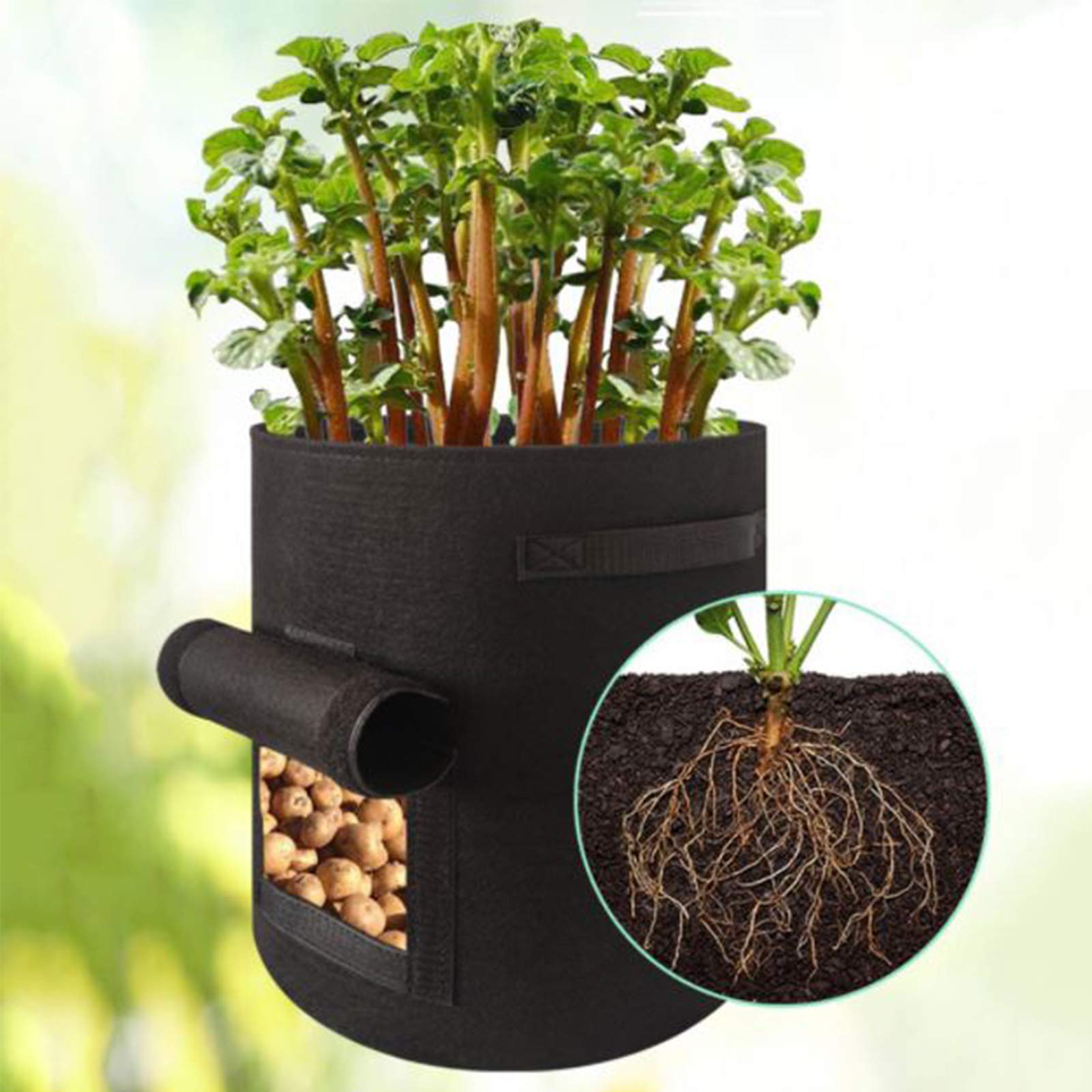 5 Pack Heavy Duty Reusable Potato Planter Bags - Thickened Non-Woven Fabric Grow Pots for Tomatoes, Vegetables & Garden Plants | Perfect for Patio, Balcony & Small Space Gardening