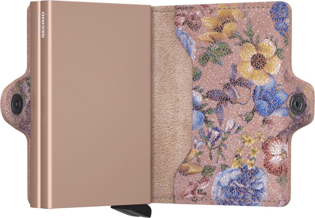 Twin Wallet for Women - Elegant Crisple Rose Floral Design Bifold Wallet | Perfect for Everyday Use, Travel & Gift Giving