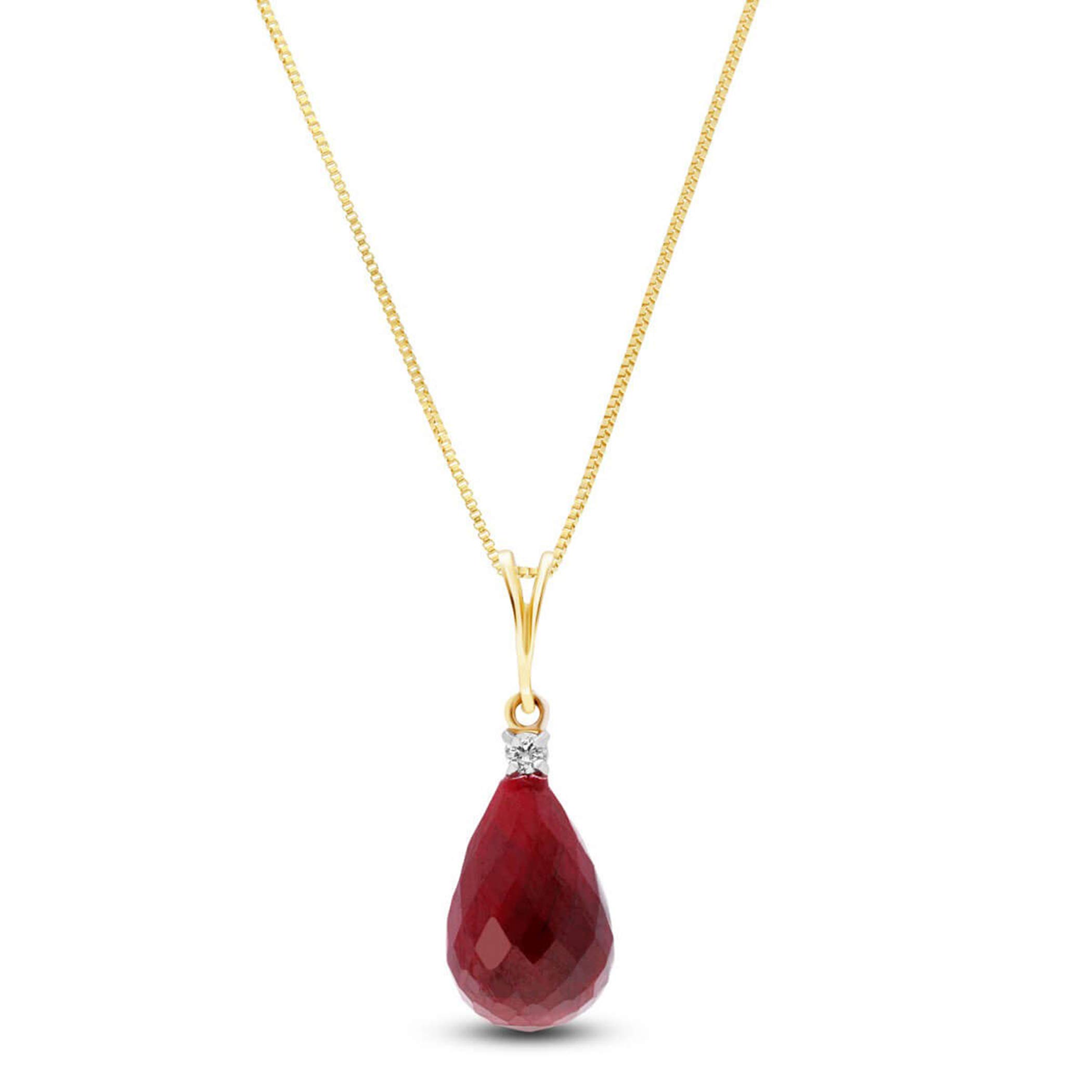 14K Yellow Gold Necklace with Diamond & Ruby - Galaxy Gold GG Elegant Jewelry for Women - Perfect for Weddings, Anniversaries & Special Occasions