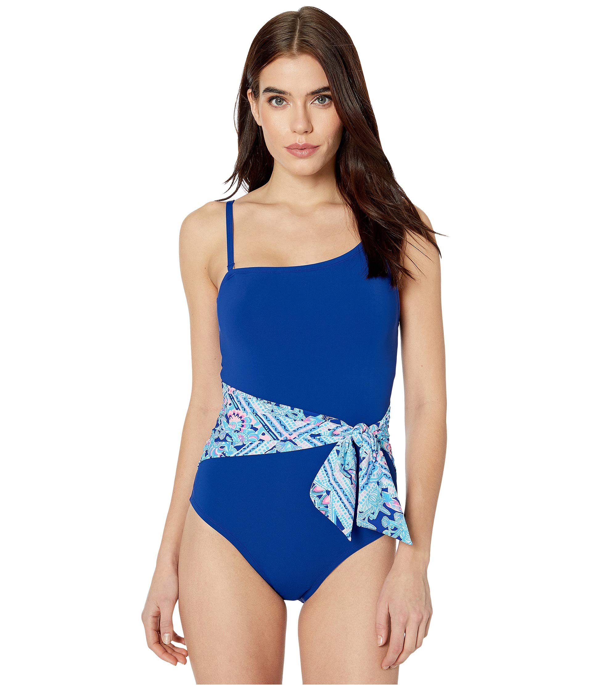 Lilly Pulitzer Natalya One-Piece Swimsuit in Lapis Lazuli Blue - Perfect for Beach Vacations & Pool Parties