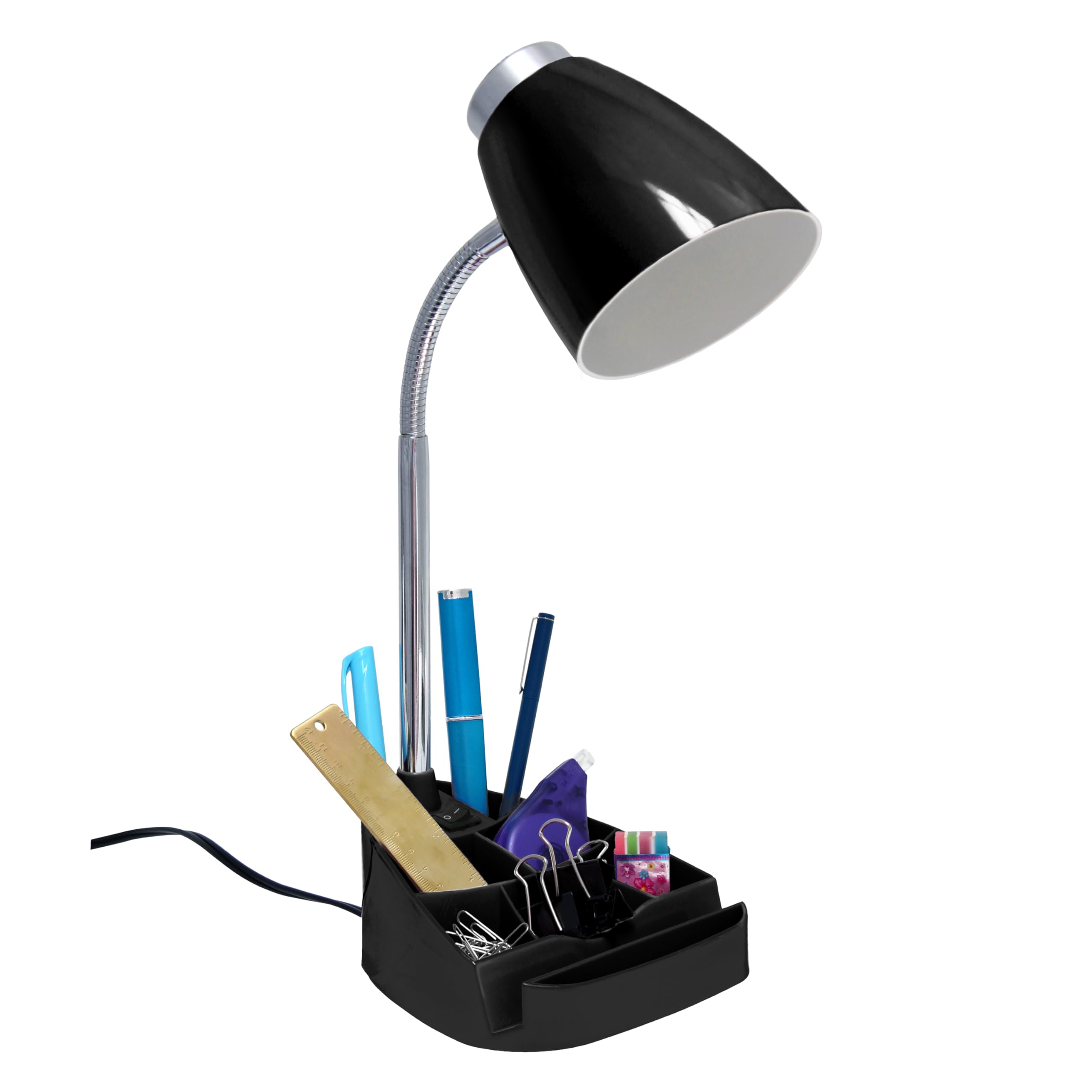 Simple Designs LD1002-BLK Gooseneck Desk Organizer Lamp with Adjustable Tablet Stand & Book Holder - Black (6 Pack) - Perfect for Home Office, Study & Reading Nook
