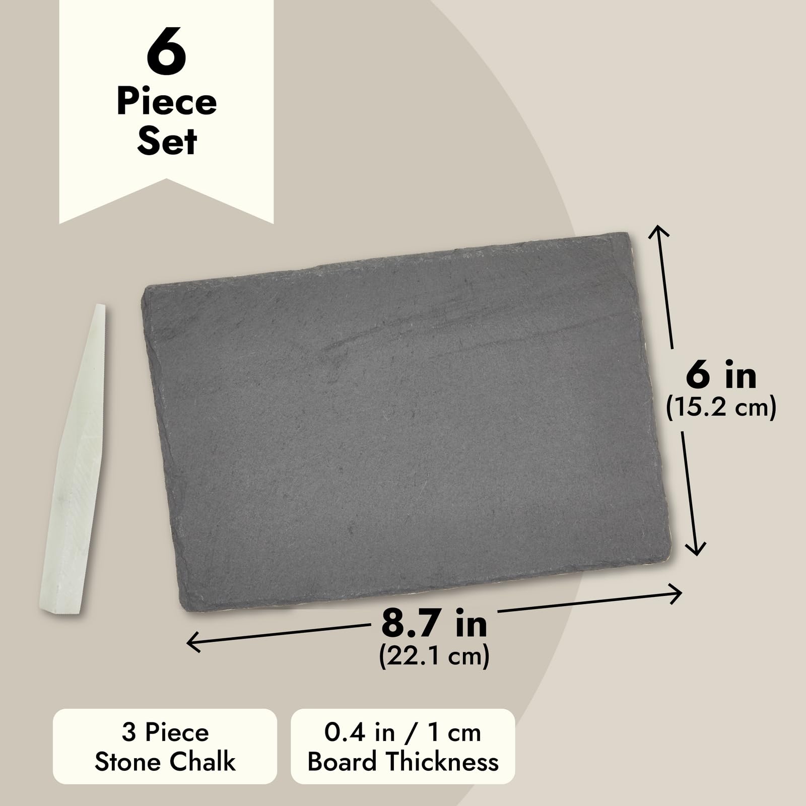 Juvale 6-Pack Mini Slate Charcuterie Boards Set with Chalk - 6x8.7 Inch Stone Serving Plates for Cheese, Sushi, Appetizers | Perfect for Parties, Picnics, and Elegant Home Dining
