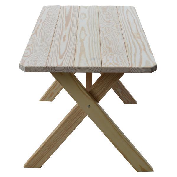 Solid Yellow Pine Wood Crossleg Table - Rustic Farmhouse Dining or Coffee Table - Perfect for Living Room, Patio, or Outdoor Gatherings