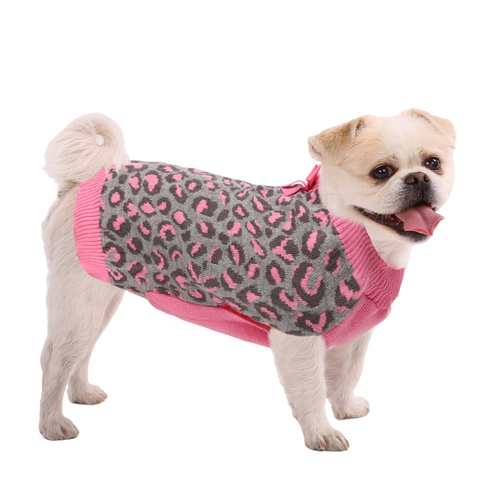 Soft Knit Dog Sweater for Small & Medium Dogs - Cozy Pet Clothes, Warm & Comfortable, Medium Size, Pink - Perfect for Winter Walks & Indoor Comfort
