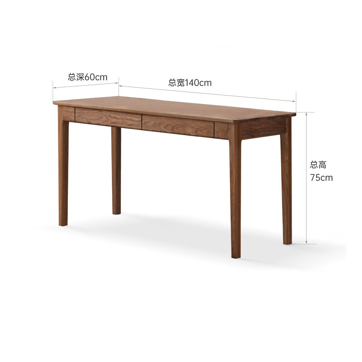 Premium Black Walnut Solid Wood Desk with 3 Drawers - Modern Home Office Furniture for Work & Study - Ergonomic Writing Desk for Professionals & Students