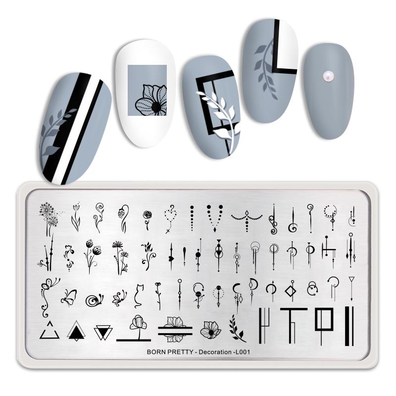 Born Pretty Nail Art Stamping Plates - Floral & Geometric Designs for DIY Manicures - Perfect for Home Salon, Parties & Gifts