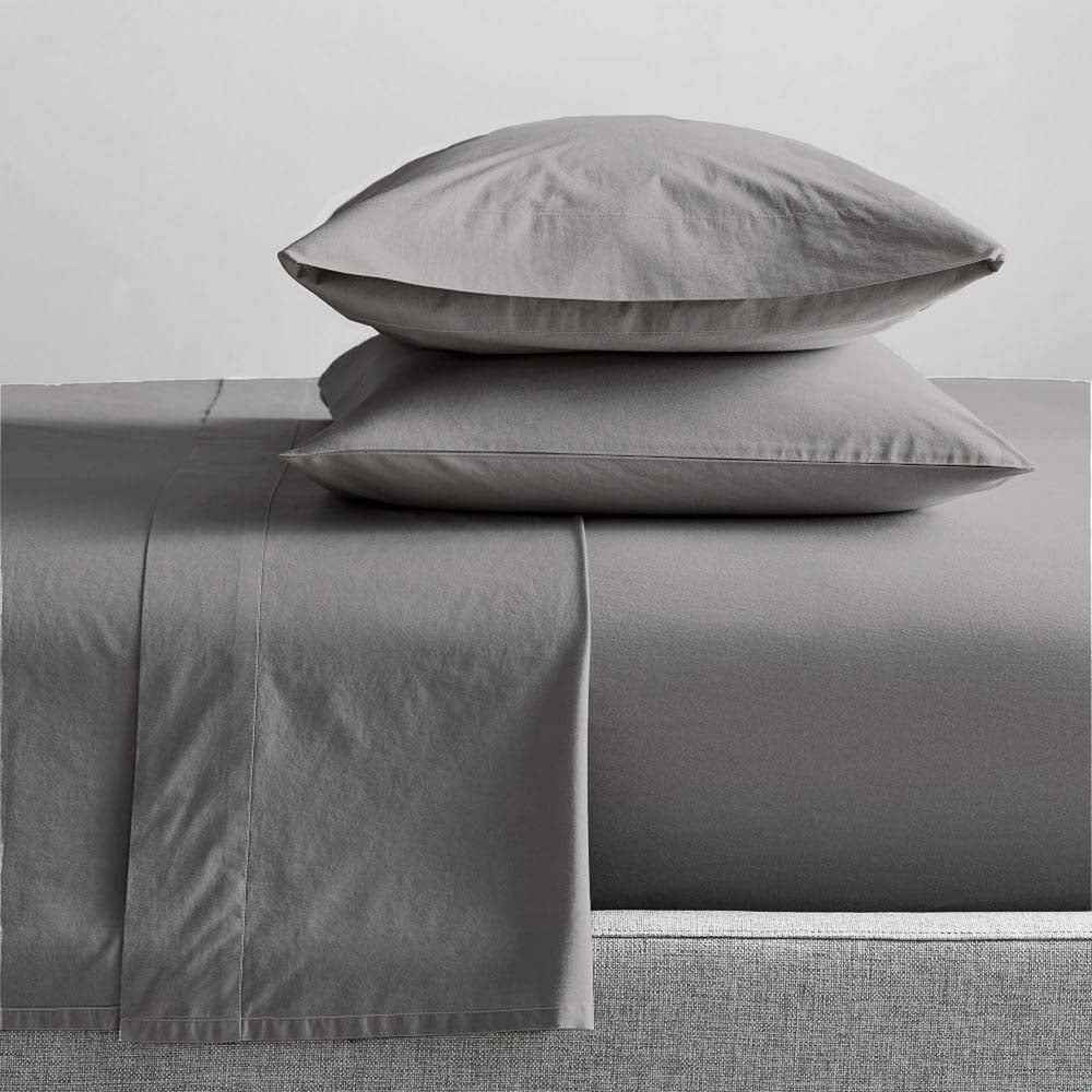 Premium 100% Organic Cotton Percale Sheet Set - 300 Thread Count, Steel Grey - King Size (50cm Bed) | Ultra-Soft & Breathable for Year-Round Comfort - Perfect for Master Bedrooms, Guest Rooms & Luxury Hotels