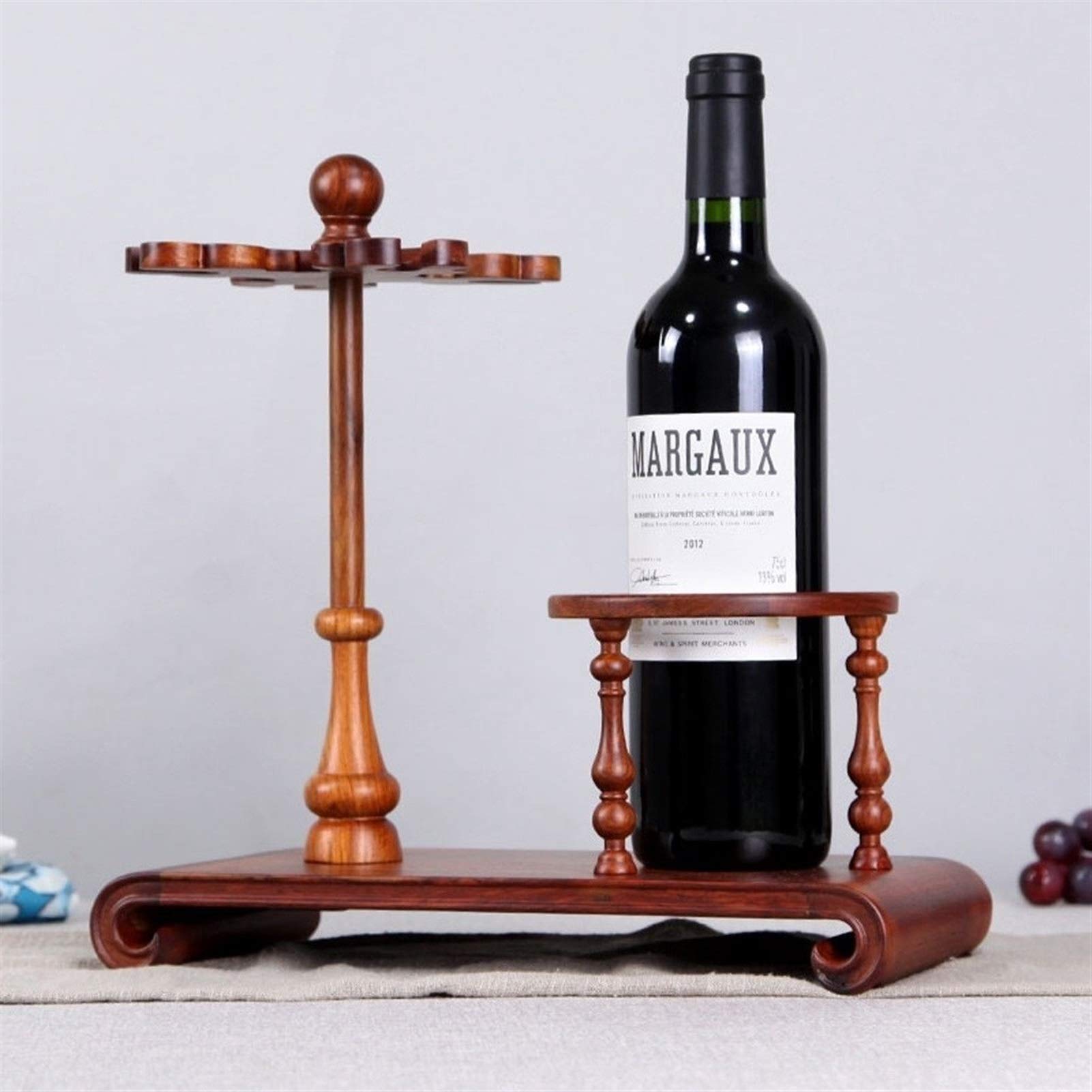 Premium Wooden Tabletop Wine Rack - Holds 4 Wine Glasses - Elegant Home Bar Decor & Kitchen Storage Solution for Dining Room, Wine Cellar, Cabinet or Pantry Organization