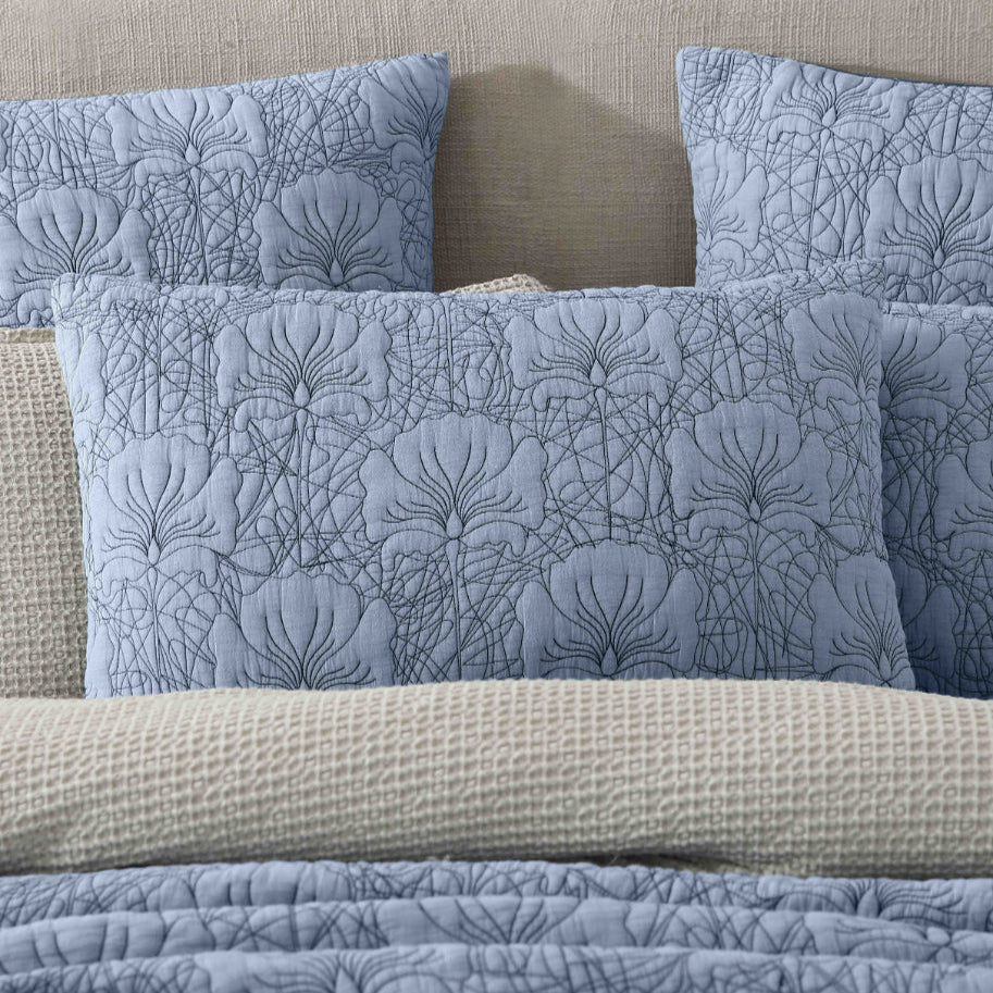 Lilian Denim Pillowcase Sham - Soft Blue Denim Decorative Pillow Cover - Perfect for Farmhouse, Boho & Coastal Home Decor