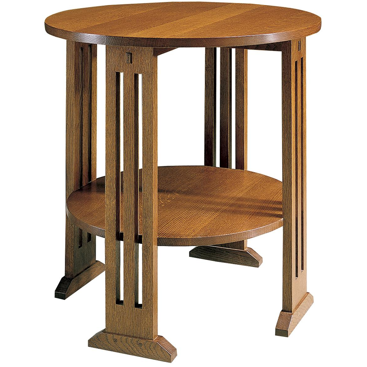 Round End Table with Storage - Modern Side Table for Living Room, Bedroom, or Office - Mission Style Wooden Accent Table for Home Decor