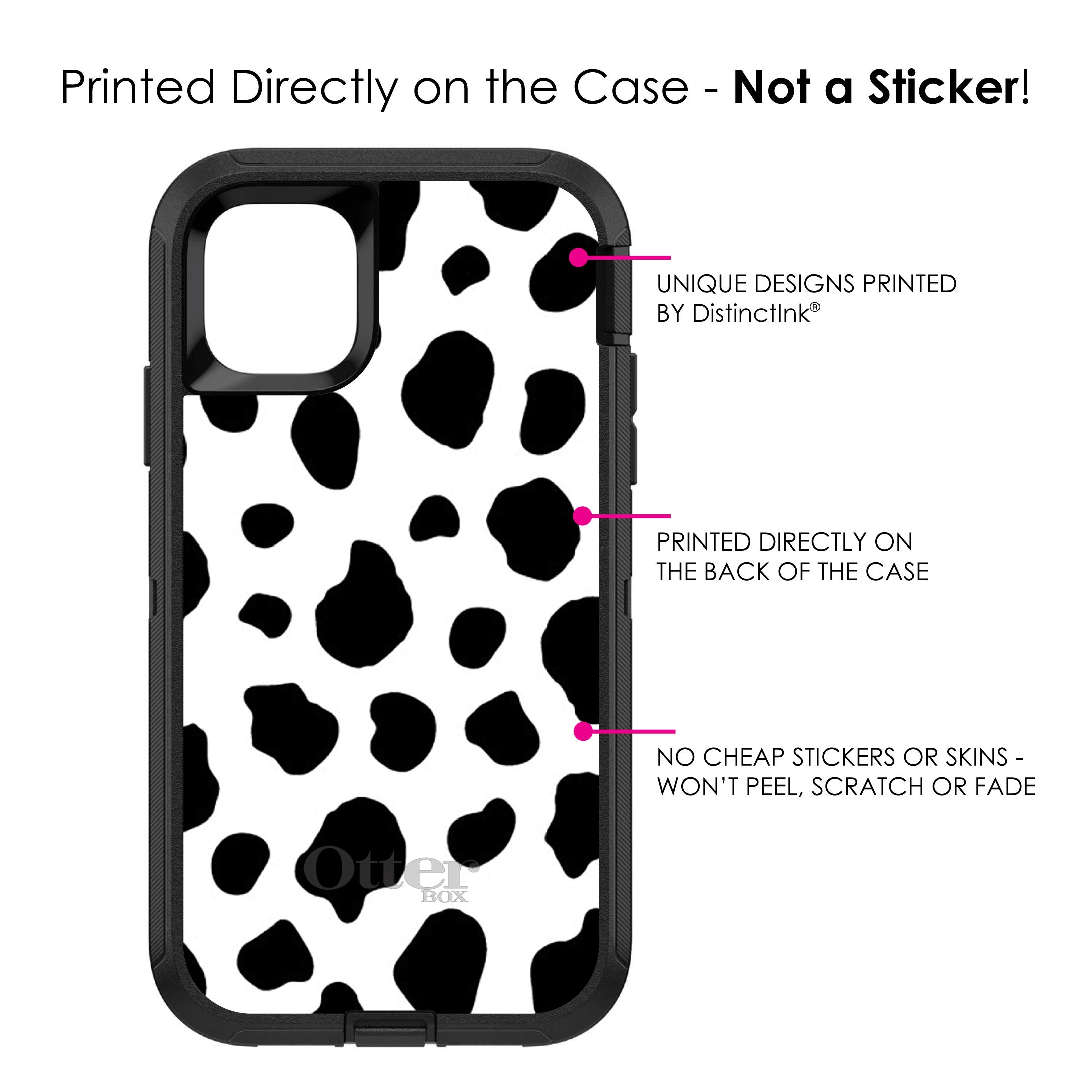 DistinctInk iPhone 11 Pro MAX Case (6.5 Inch) - OtterBox Defender Replacement - Black & White Cow Dalmatian Spots Animal Print Phone Cover - Durable Protection for Work, Travel & Outdoor Activities