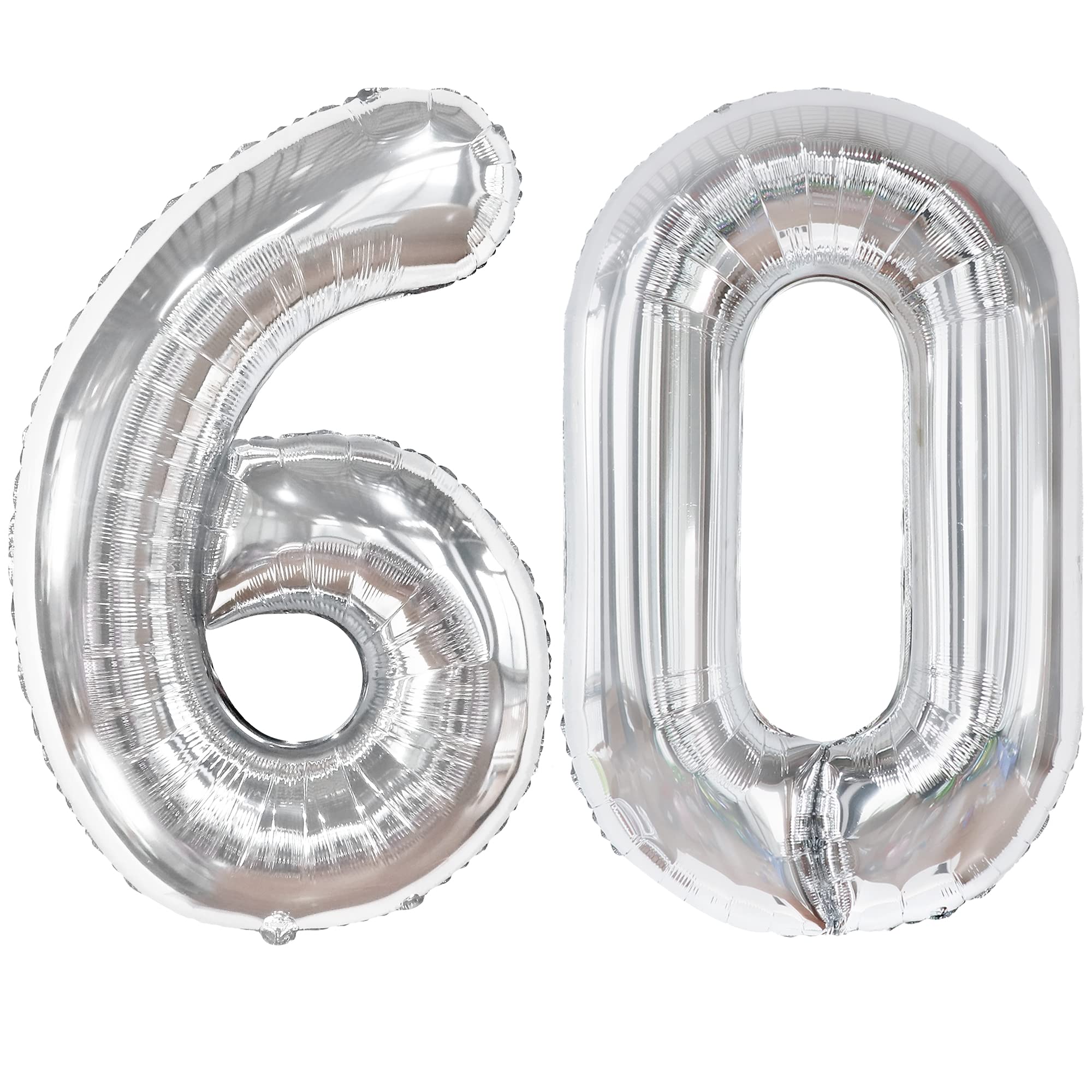 KatchOn 40 Inch Large Silver 60 Number Balloons - 60th Birthday Party Decorations, Anniversary Celebration Balloons for Backdrop, Photo Booth & Milestone Events