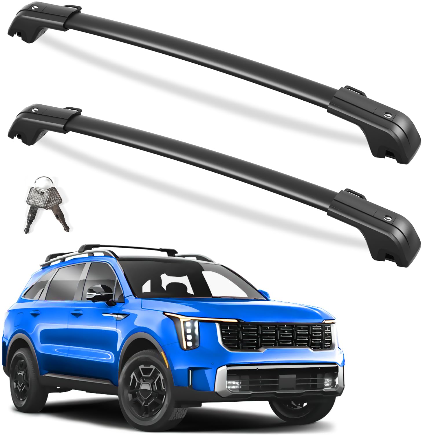 Lockable 260LBS Capacity Aluminum Roof Rack Cross Bars for Kia Sorento X-Line & X-Pro 2021-2025 (Fits Raised Side Rails) - Heavy Duty Rooftop Cargo Carrier for Camping, Road Trips & Outdoor Adventures