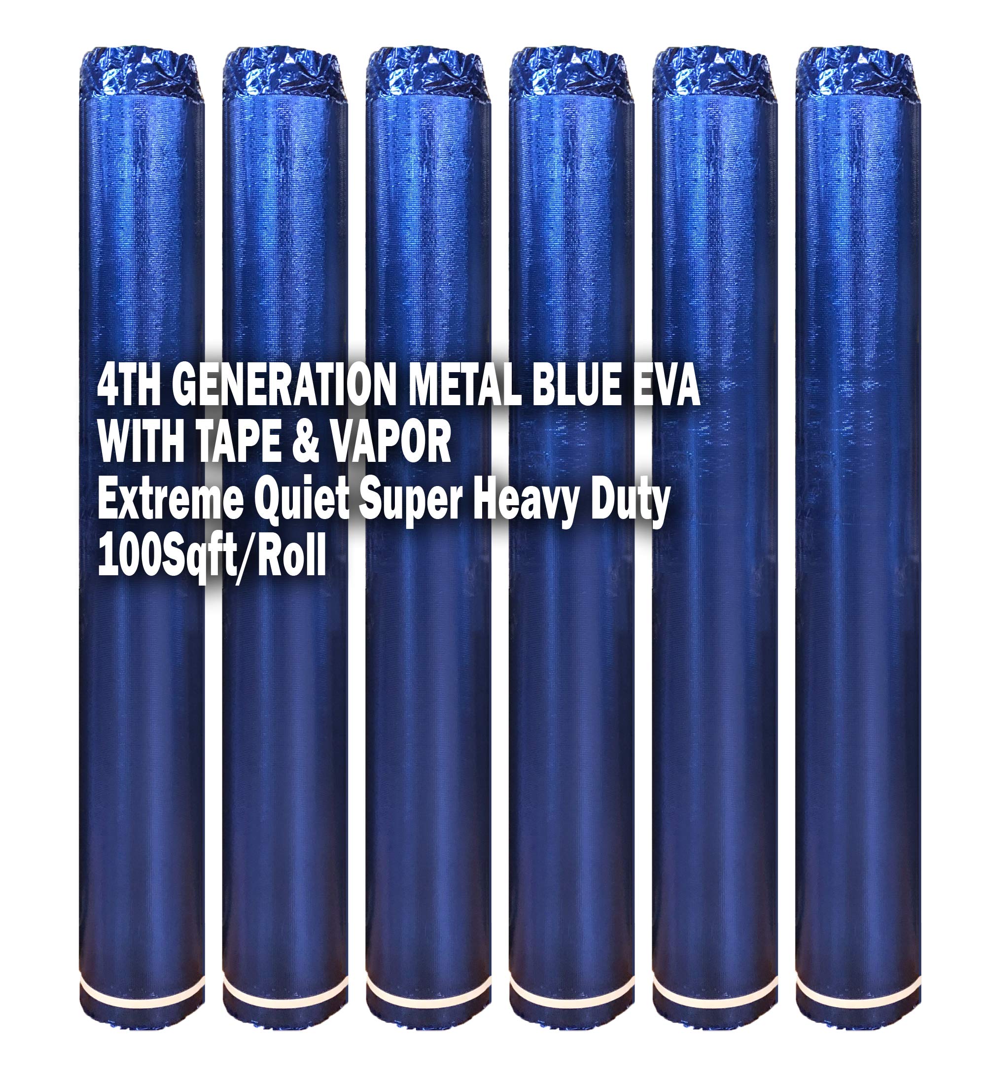 Premium 600SQFT AMERIQUE 4th Gen High-Density Luxury Blue Metal 2.5MM EVA Foam Flooring Underlayment with Tape & Vapor Barrier - Closed-Cell Elastic Technology for Home Gym, Playroom & Basement Soundproofing