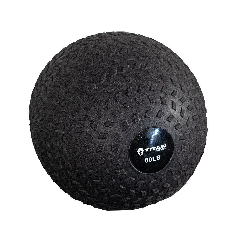Titan Fitness Rubber Tread Slam Ball - Dead Bounce Weighted Exercise Ball for Strength Training, CrossFit, HIIT Workouts - Perfect for Throwing, Catching, Slamming & Twisting Moves - Gym, Home & Outdoor Fitness Equipment