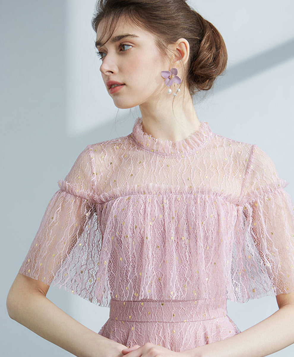 Elegant Pink Tulle Lace Short Prom Dress for Homecoming - Perfect for School Dances, Parties & Special Occasions