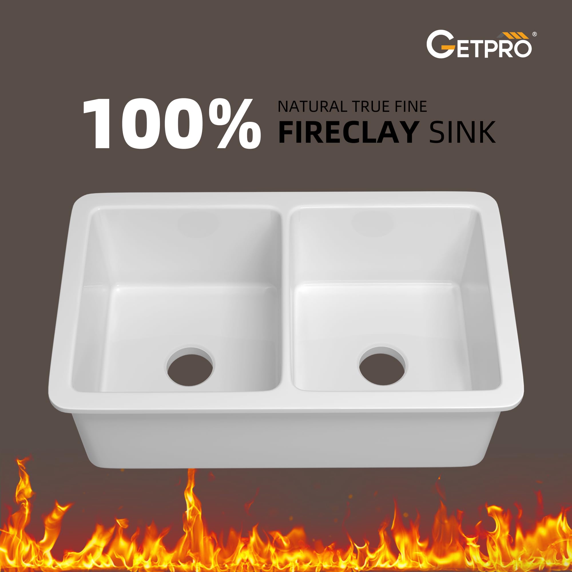 Premium 32x19 Inch Fireclay Double Bowl Undermount Kitchen Sink - 50/50 Deep Modern White Farm Sink with Accessories | Perfect for Modern Kitchens, Restaurants & Busy Households