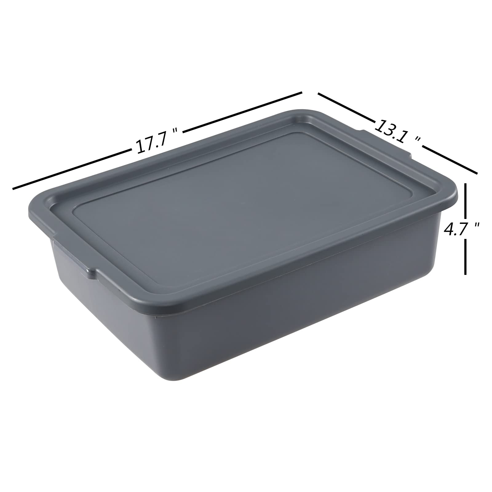 3-Pack 13L Heavy Duty Plastic Storage Tote Box with Lid - Commercial Grade Bus Tubs for Restaurant, Kitchen & Food Service - Durable Gray Bus Box for Dishwashing, Food Prep & Organization