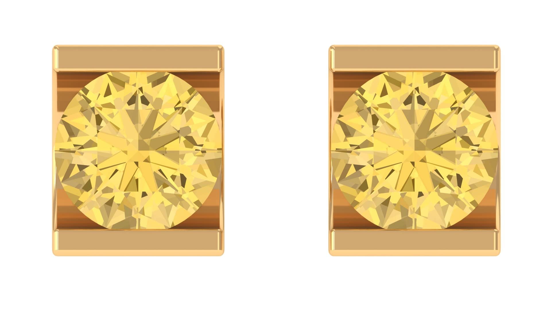 1 CT Citrine Stud Earrings for Women - 5mm Round Cut November Birthstone Earrings in 14K Solid Gold - Perfect for Everyday Wear, Gift Giving & Special Occasions