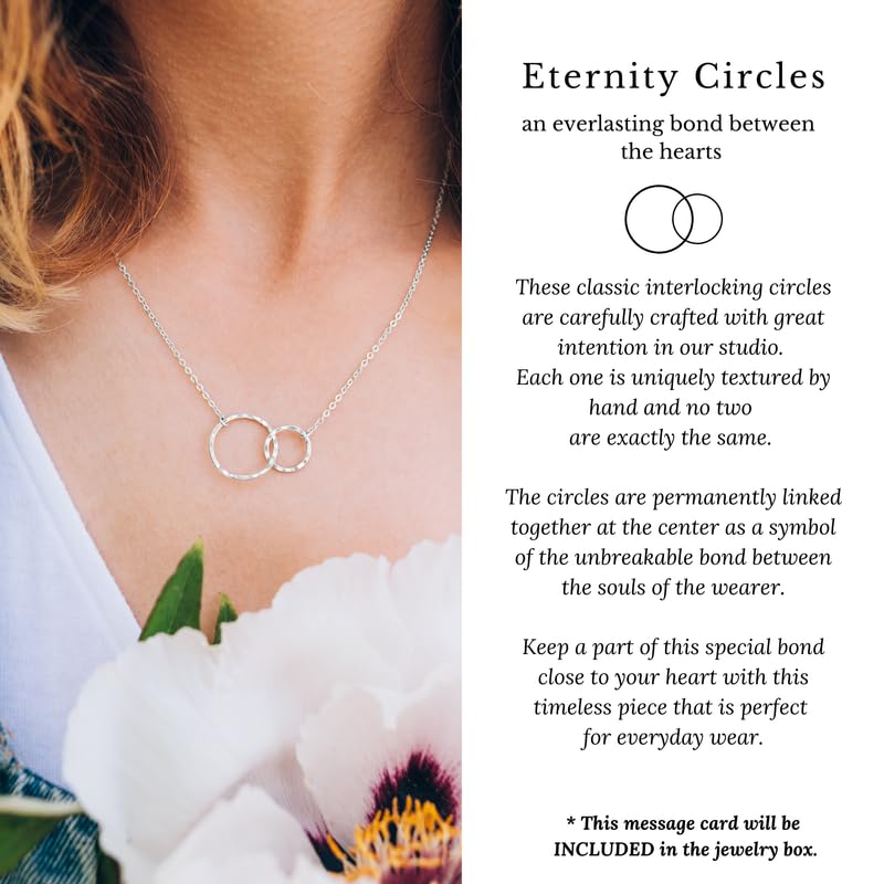 Big & Little Sister Necklace - 14k Gold Plated Sterling Silver Interlocking Rings Jewelry | Thoughtful Sister Gift for Birthday, Christmas & Special Occasions | Perfect for Sibling Bonding & Family Moments