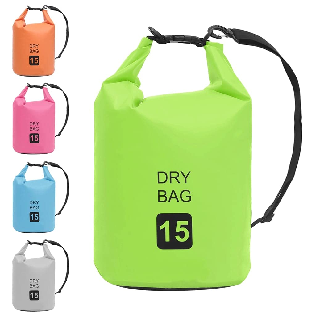vidaXL Waterproof Dry Bag with Zipper - Green PVC Backpack for Boating, Kayaking & Water Sports | Durable Duffel Sack for Swimming, Beach & Outdoor Activities