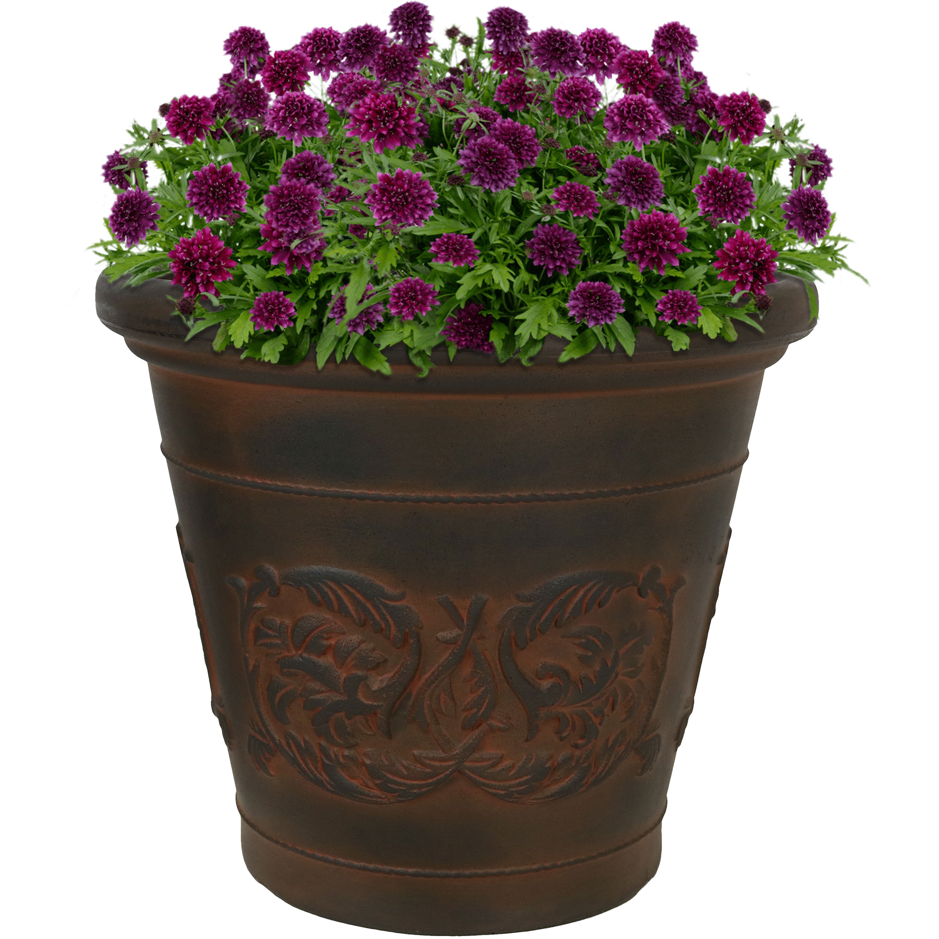 Sunnydaze Arabella Polyresin Outdoor Flower Pot Planter - Durable Garden Decor for Patio, Lawn & Backyard - Perfect for Plants, Herbs & Succulents