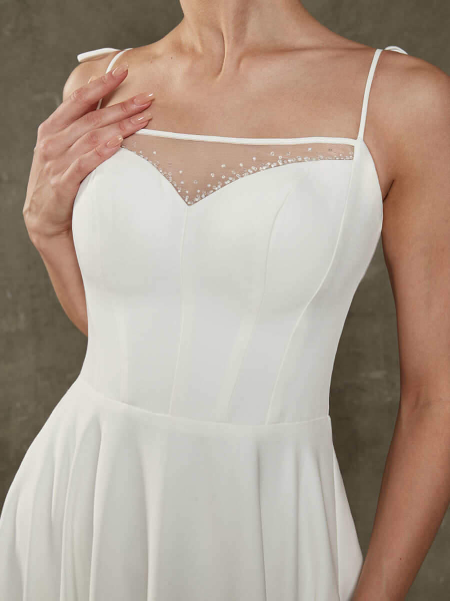 Elegant Diamond White Sheer Sweetheart Neckline Floor Length Wedding Gown for Brides - Perfect for Church Ceremonies, Beach Weddings & Formal Receptions