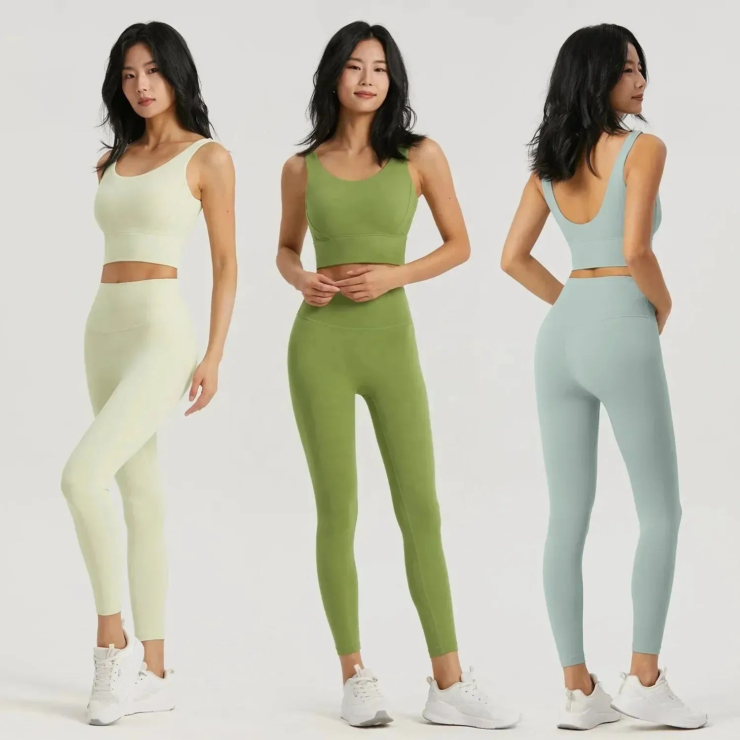 Seamless Yoga Set for Women - High Waist Yoga Pants with Pockets & Supportive Sports Bra - Moisture Wicking Gym Clothes for Yoga, Pilates & Workout - Perfect for Studio Sessions & Home Fitness