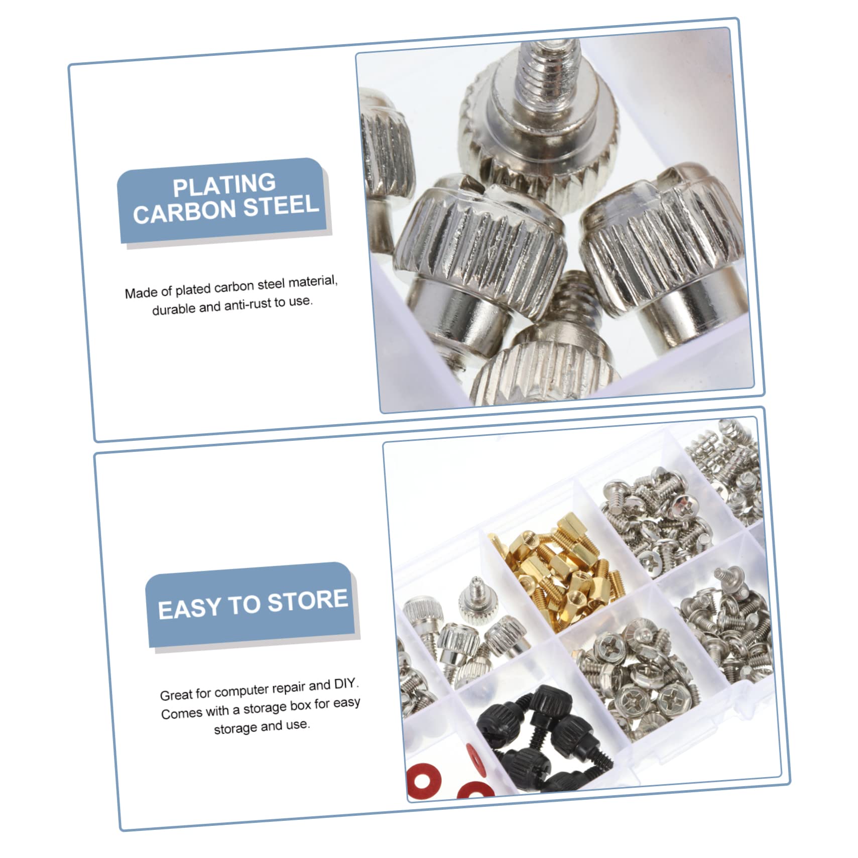 Mikikit 2 Sets Computer Screw Standoffs Assortment Kit - Carbon Steel Nickel Plated Self-Tapping & Countersunk Screws for Laptop, PC, and Electronic Repair | Perfect for DIY Computer Builds and Hardware Maintenance