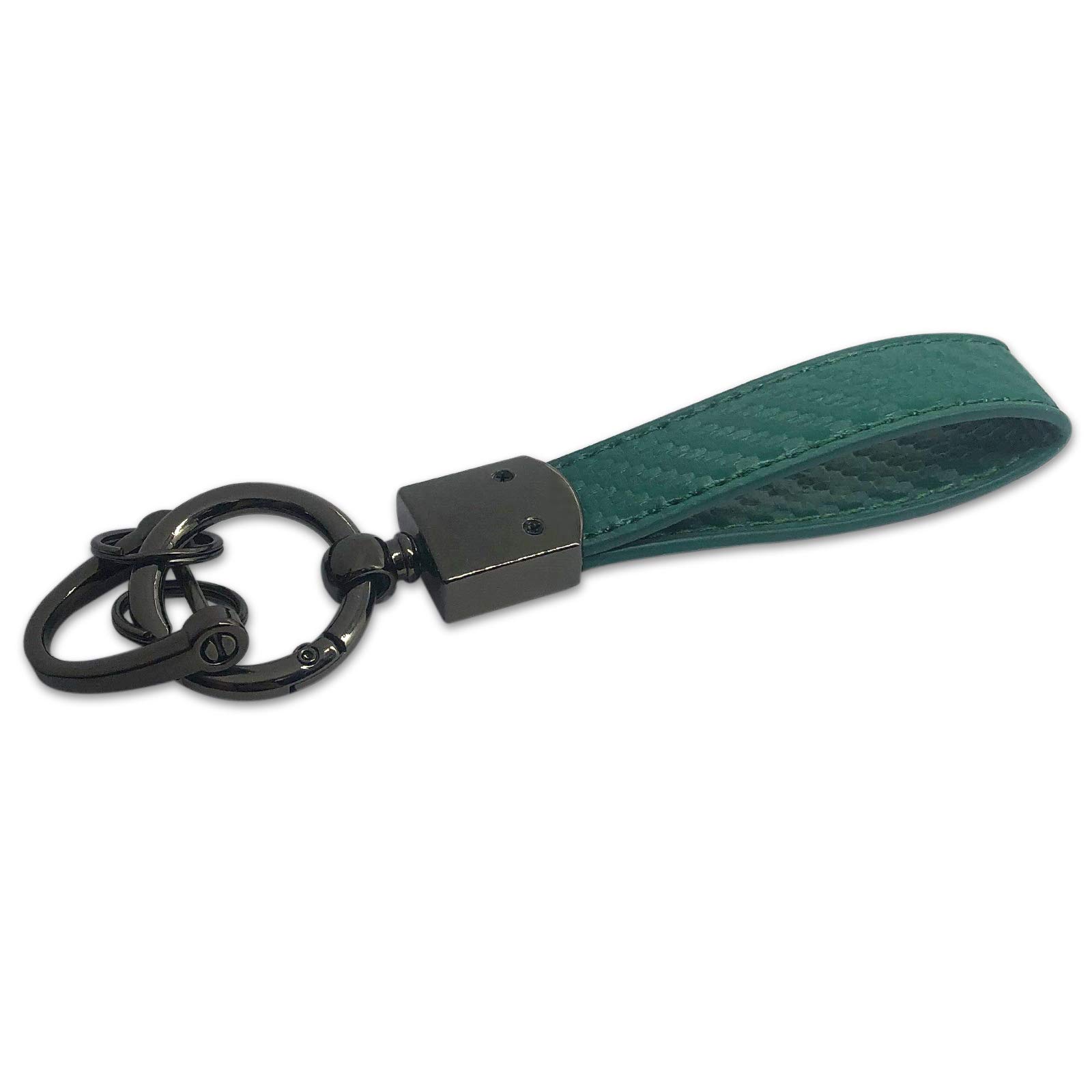 Hisport Carbon Fiber Key Chain for Men & Women - Durable Metal & Leather Car Keychain Accessory (Green) - Perfect for Car Keys, House Keys & Everyday Carry