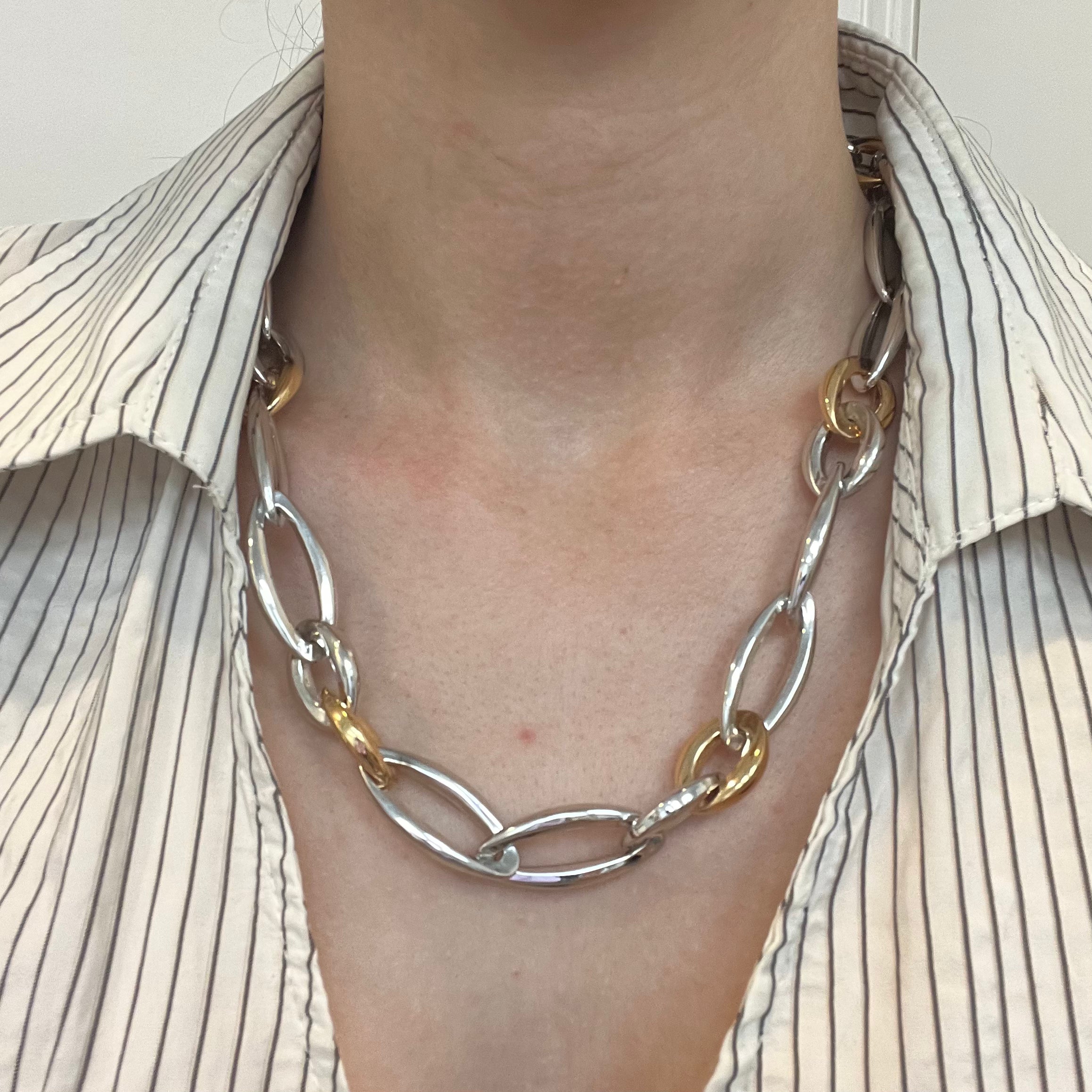 18K Two-Tone Gold Necklace for Women - 20 Inch Elegant Layering Chain | Perfect for Everyday Wear, Gifts & Special Occasions