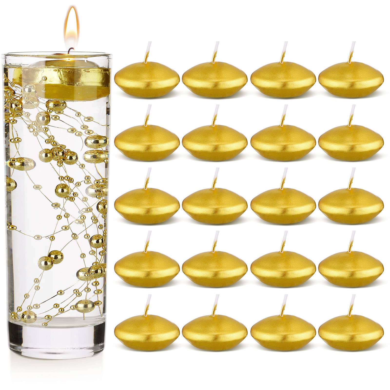 20-Pack Unscented Floating Tea Light Candles - Round Smooth Wax Disc Candles for Pool, Bathtub, Wedding, Dinner & Home Decor (0.7
